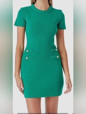 Endless Rose Teal Short-Sleeve Knit Mini Dress